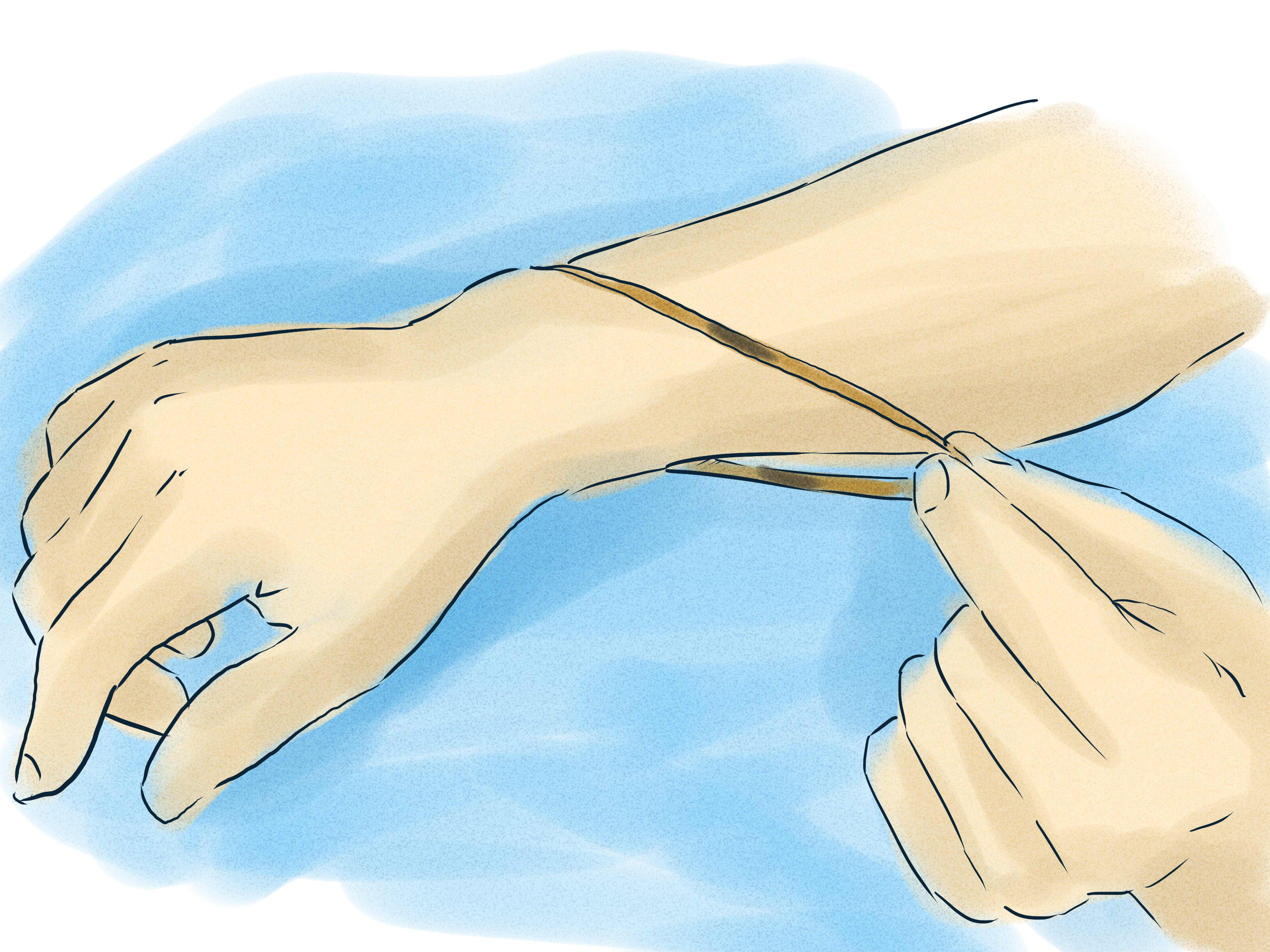 يد تلبس سوارا مطاطيا